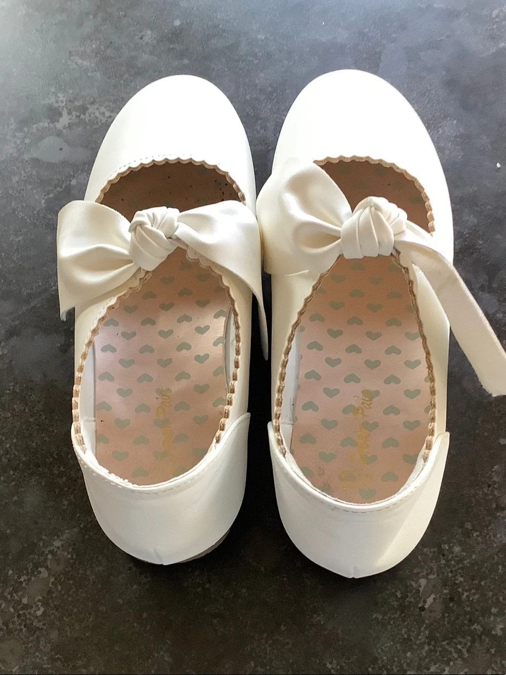 Dream Pairs Cream Bow-Accent Girls Dress Flats